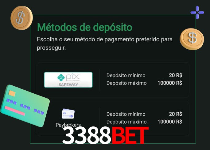 O cassino 3388Bet oferece uma grande variedade de métodos de pagamento